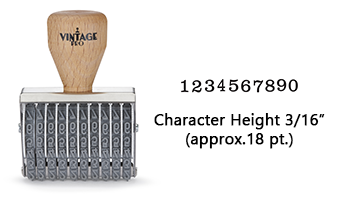 This COLOP non-self-inker 2-10 has a character height of 3/16" & includes 10 bands w/ custom options. Ink pad sold separately. Orders ship free over $100!