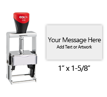 Customize this 1" x 1-5/8" self-inking stamp free with 6 lines. Available in 11 ink colors or dry pad option. Ships in 1-2 business days!