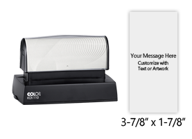 Customize this 3-7/8" x 1-7/8" stamp for free with text or your logo in your choice of 6 vibrant ink colors. Refillable and ships in 1-2 business days.