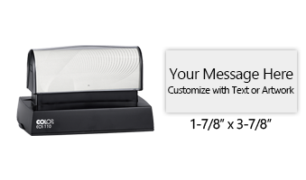Customize this 1-7/8" x 3-7/8" stamp for free with text or your logo in your choice of 6 vibrant ink colors. Refillable and ships in 1-2 business days.