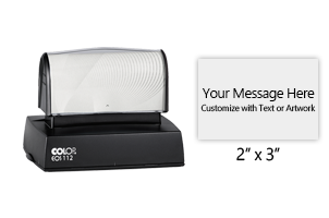 Customize this 2" x 3" stamp for free with text or your logo in your choice of 6 vibrant ink colors. Refillable and ships in 1-2 business days.