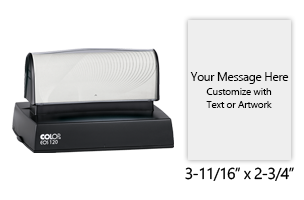 Customize this 3-11/16" x 2-3/4" stamp for free with text or your logo in your choice of 6 vibrant ink colors. Refillable and ships in 1-2 business days.