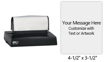 Customize this 4-1/2" x 3-1/2" stamp for free with text or your logo in your choice of 6 vibrant ink colors. Refillable and ships in 1-2 business days.