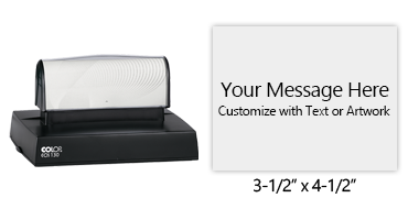 Customize this 3-1/2" x 4-1/2" stamp for free with text or your logo in your choice of 6 vibrant ink colors. Refillable and ships in 1-2 business days.