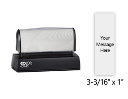 Customize this 3-3/16" x 1" stamp for free with text or your logo in your choice of 6 vibrant ink colors. Refillable and ships in 1-2 business days.
