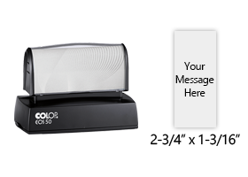 Customize this 2-3/4" x 1-3/16" stamp for free with text or your logo in your choice of 6 vibrant ink colors. Refillable and ships in 1-2 business days.