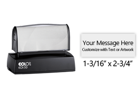 Customize this 1-3/16" x 2-3/4" stamp for free with text or your logo in your choice of 6 vibrant ink colors. Refillable and ships in 1-2 business days.