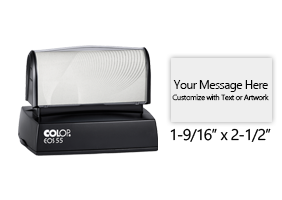 Customize this 1-9/16" x 2-1/2" stamp for free with text or your logo in your choice of 6 vibrant ink colors. Refillable and ships in 1-2 business days.