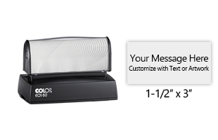 Customize this 1-1/2" x 3" stamp for free with text or your logo in your choice of 6 vibrant ink colors. Refillable and ships in 1-2 business days.