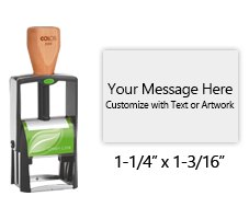 Customize this 1-1/4" x 1-3/16" Green Line self-inking stamp free with 7 lines. Available in 11 ink colors or dry pad option. Ships in 1-2 business days!