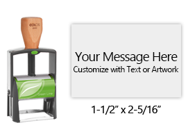 Customize this 1-1/2" x 2-5/16" Green Line self-inking stamp free with 8 lines. Available in 11 ink colors or dry pad option. Ships in 1-2 business days!