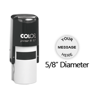 Customize this round 5/8" diameter stamp with text or your logo in your choice of 11 vibrant ink colors. Refillable and ships in 1-2 business days.