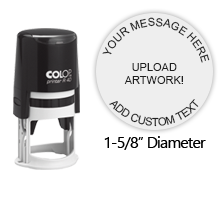 Personalize this round 1-5/8" stamp impression with text or your logo in your choice of 11 ink colors. Refillable and ships in 1-2 business days.