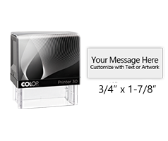 Customize this COLOP Printer 30, 3/4" x 1-7/8" impression with text or your logo in your choice of 11 ink colors. Ships in 1-2 business days.