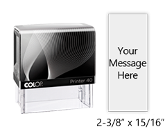 This 2-3/8" x 15/16" self-inking stamp is fully customizable w/ text and your custom logo & has 11 ink colors to choose from. Ships free with orders over $100.