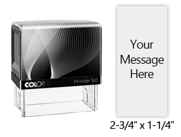 This 2-3/4" x 1-1/4" impression allows your to fully personalize with your own text and logo & choose from 11 ink colors. Ships free with orders $100 and over.
