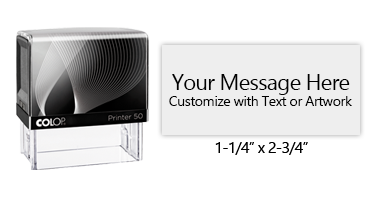 This 1-1/4" x 2-3/4" impression allows your to fully personalize with your own text and logo & choose from 11 ink colors. Ships free with orders $100 and over.