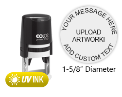 This COLOP Printer R40 kit has a 1-5/8" diameter customizable area with text or your logo in a yellow UV ink. Ships in 1-2 business days.
