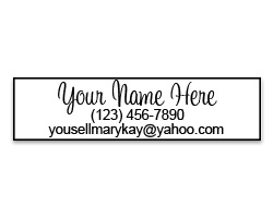 Personalize this small Consultant stamp w/ your name & address. This cursive font has 6 impression options & is re-inkable. Free shipping on orders over $60!