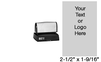 This 2-1/2" x 1-9/16" stamp can be personalized with 14 lines of text in one of 11 ink colors! Long-lasting impressions and use. Orders over $45 ship free!