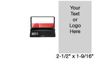 Add 14 lines of text or artwork in one of 3 ink colors to this 2-1/2" x 1-9/16" quick drying stamp! Long-lasting impressions. Orders over $45 ship free!