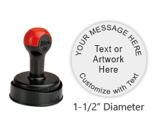 Personalize this 1-1/2" round stamp with 5 lines of text or artwork and use with a separate ink pad! Perfect for monograms/logos. Ships in 1-2 business days.