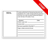 This professional engineer certification stamp for the state of Iowa adheres to state regulations & provides top quality impressions. Orders ship fast!