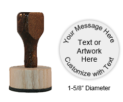 This 1-5/8" round hand stamp is customizable with 6 lines of text or artwork! Great for wedding stamps. Ink pad sold separately.  Ships in 1-2 business days.