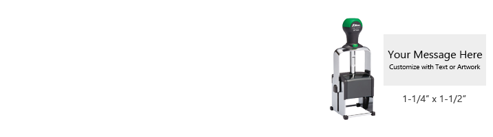 Customize this 1-1/4" x 1-1/2" self-inking stamp free with 6 lines. Available in 11 ink colors or dry pad option. Ships in 1-2 business days!