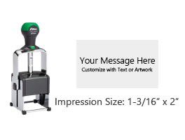 Customize this 1-3/16" x 2" self-inking stamp free with 7 lines. Available in 11 ink colors or dry pad option. Ships in 1-2 business days!