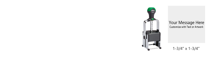 Customize this 1-3/4" x 1-3/4" self-inking stamp free with 10 lines. Available in 11 ink colors or dry pad option. Ships in 1-2 business days!