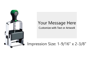 Customize this 1-9/16" x 2-3/8" self-inking stamp free with 10 lines. Available in 11 ink colors or dry pad option. Ships in 1-2 business days!