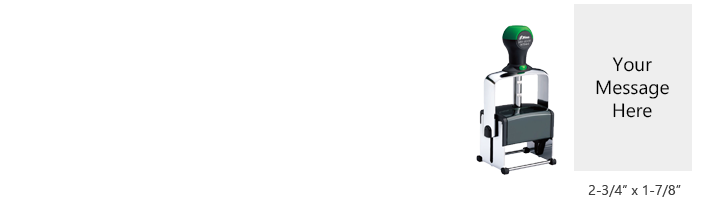 Customize this 2-3/4" x 1-7/8" self-inking stamp free with 18 lines. Available in 11 ink colors or dry pad option. Free shipping over $75.
