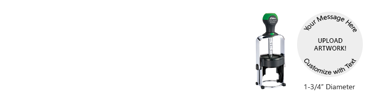 Customize this 1-3/4" diameter round self-inking stamp free with 9 lines. Available in 11 ink colors or dry pad option. Ships in 1-2 business days!