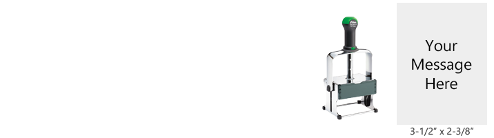 Customize this 3-1/2" x 2-3/8"  self-inking stamp free with 20 lines. Available in 11 ink colors or dry pad option. Free shipping over $75.