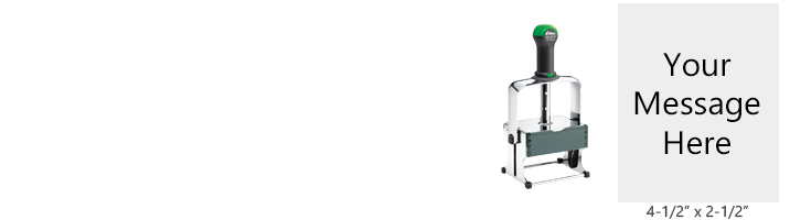 Customize this 4-1/2" x 2-1/2" self-inking stamp free with 25 lines. Available in 11 ink colors or dry pad option. Free shipping over $75.