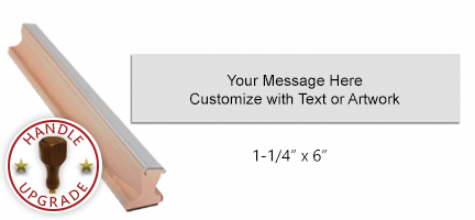 Customize this 1-1/4" x 6" rubber stamp w/ up to 7 lines of text/artwork! Ideal size for logos. Separate ink pad required. Free shipping on orders over $100!