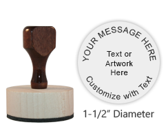 This 1-1/2" round stamp is customizable with 6 lines of text or artwork! Use for logos or addresses. Requires a separate ink pad. Ships in 1-2 business days.