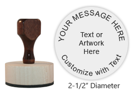 Custom Rubber Stamp with Wooden Handle - Round