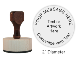 This 2" round hand stamp is customizable with 9 lines of text or artwork! Perfect for monograms. Requires a separate ink pad. Ships in 1-2 business days.