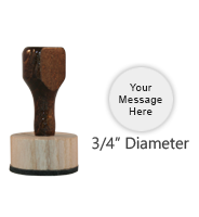 This 3/4" round hand stamp can be customized with 3 lines of text or artwork! Great for initials. Requires a separate ink pad. Ships in 1-2 business days.