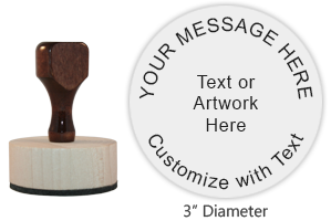 This 3" round hand stamp is customizable with up to 9 lines of text or artwork! Perfect size for labels! Ink pad sold separately. Ships in 1-2 business days.