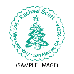 Christmas tree squiggle round monogram address stamp on 5 mount options. Hand stamp requires ink pad, not included. Fast & free shipping on orders $75 and over!