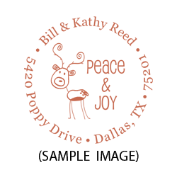 Reindeer peace & joy round monogram address stamp on 5 mount options. Hand stamp requires ink pad, not included. Fast & free shipping on orders $75 and over!