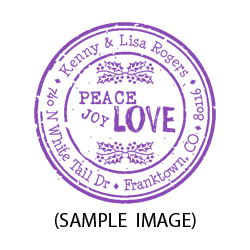 Peace joy love round monogram address stamp on 5 mount options. Hand stamp requires ink pad, not included. Fast & free shipping on orders $75 and over!