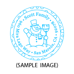 Happy snowman round monogram address stamp in 11 vibrant ink colors! 3 mount options.  Hand stamp requires ink pad, not included. Orders over $45 ship free!