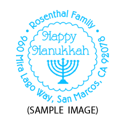 Hanukkah round monogram address stamp in 11 vibrant ink colors! 3 mount options. Hand stamp requires ink pad, not included. Orders over $45 ship free!