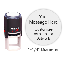 Customize this round 1-1/4" diameter stamp impression with text or your logo in your choice of 11 ink colors. Fast and free shipping with orders over $45!