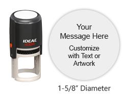 This high quality 1-5/8" diameter stamp impression can be customized with text or your logo in your choice of 11 ink colors. Orders over $100 ship free!