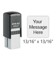 This square 13/16" x 13/16" stamp is fully customizable with text or artwork and comes in your choice of 11 ink colors. Orders over $60 ship free!